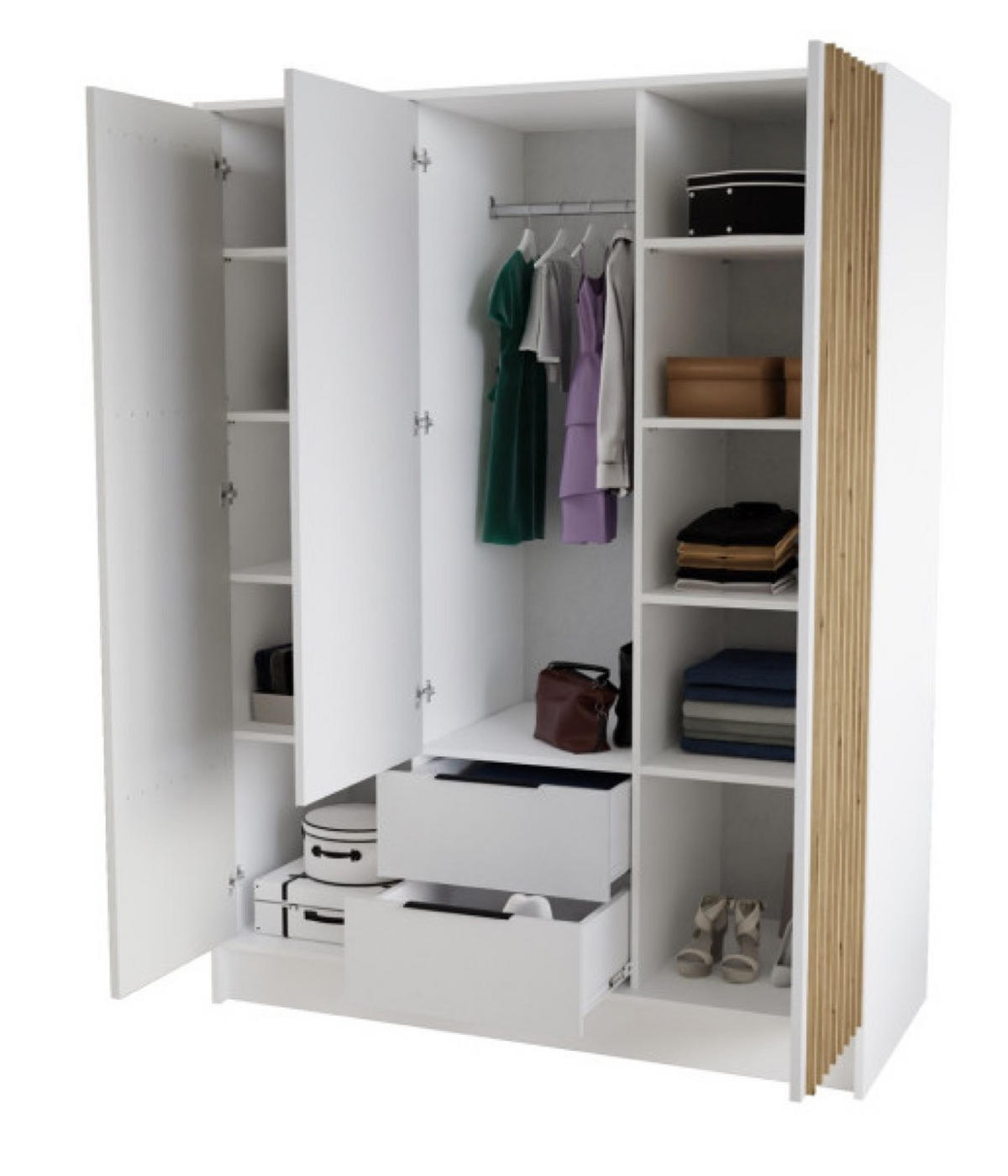 SCHRANK Schwarz ORE Mit Lamellen Und Spiegel Mit Spiegel - Goldfarben/Schwarz, Holzwerkstoff (150.5/200/51cm) - Sepro Meble