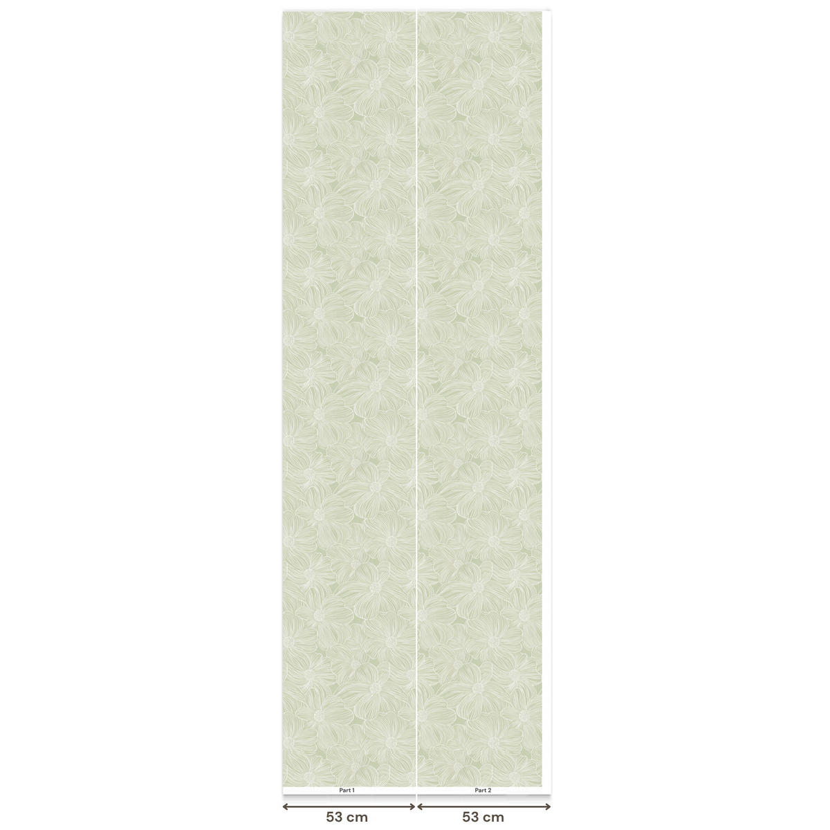 TAPETE - Gelassenheit - Blumen - Grün - 100x280 cm - Salbeigrün, Papier (100/280cm) - OnlyWow