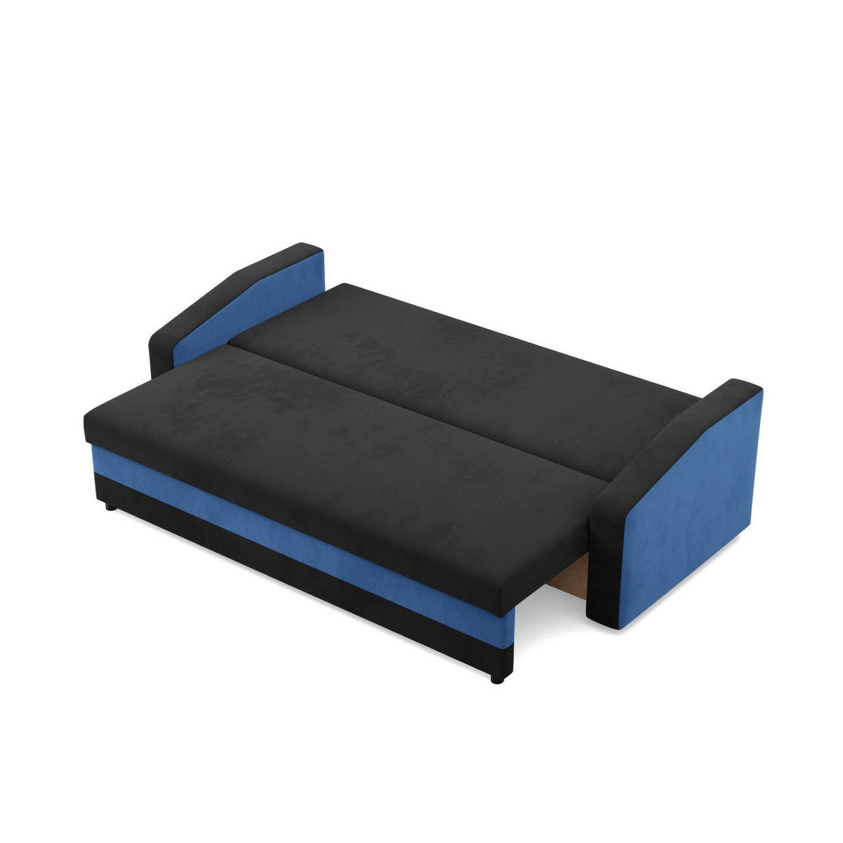 SOFA 3-SITZER MIT SCHLAFFUNKTION ORION, Schwarz + Dunkelblau - Schwarz/Dunkelblau, Textil (220/85/92cm)