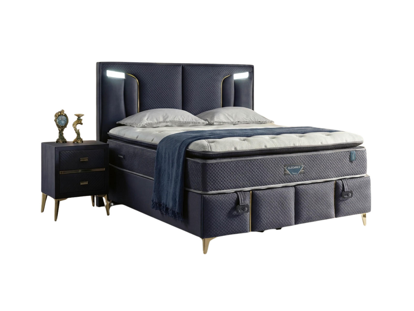 POLSTERBETTSET Elegance 150x200 Anthrazit - Anthrazit, Textil/Metall (150/200cm) - Villa Möbel