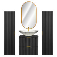 BADMÖBEL-SET 4-TLG. Adelaide-56 - Schwarz, Holzwerkstoff (160/200/47cm) - Lomado