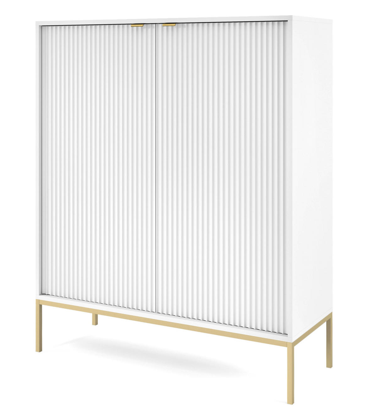HIGHBOARD Vellore Weiß mit goldenen Metallbeinen 104 cm - Goldfarben/Weiß, Holzwerkstoff/Metall (104/125/39cm) - Selsey