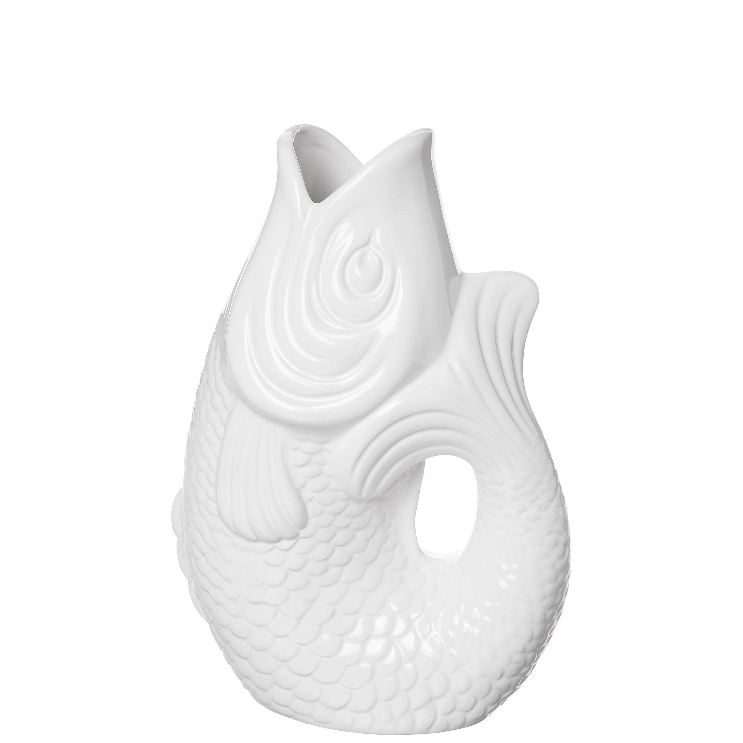 VASE Monsieur Carafon S, Fisch-Form, Steingut, Weiß, 24.3 cm - Weiß, Keramik (24.3cm) - Gift Company