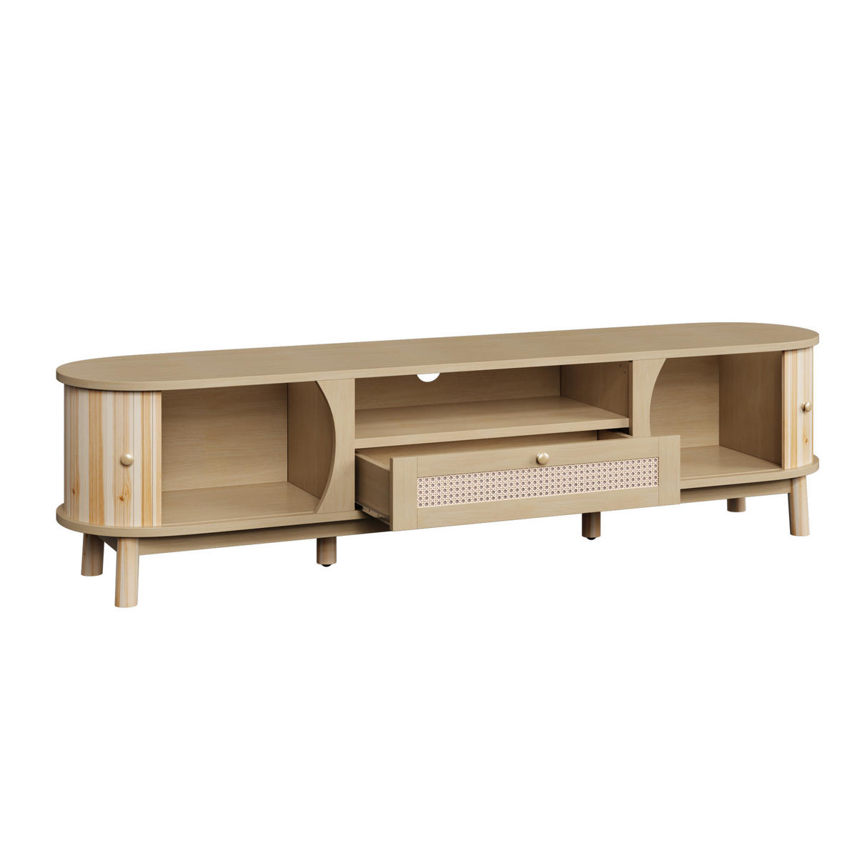 TV-SCHRANK mit Schiebetür und Schubladen 165 x 37 x 46 cm Natur - Hellbraun, Holzwerkstoff (37/46/165cm) - Beauniv