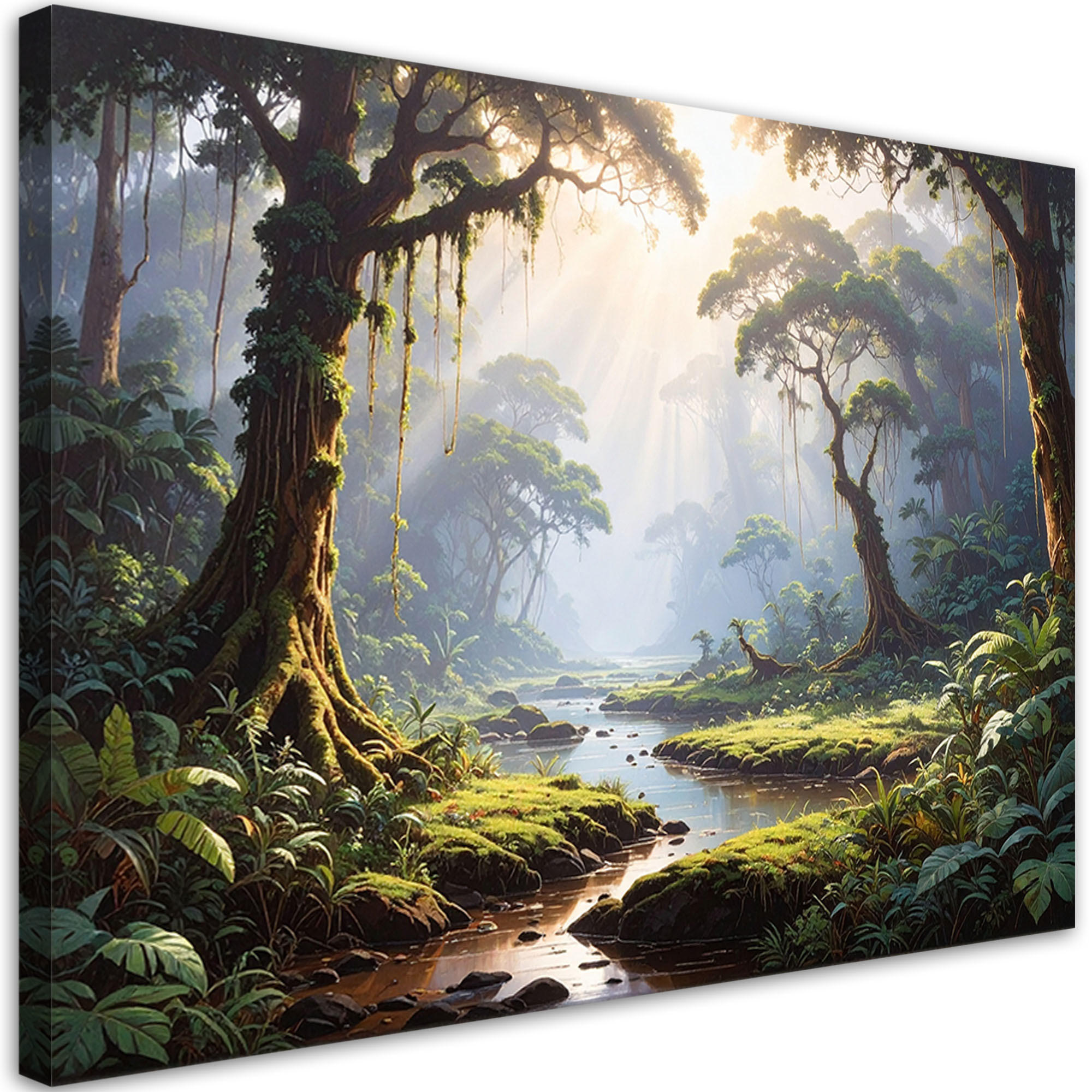 LEINWANDBILD, Tropischer Wald Dschungel Fluss Natur - Grün, Textil (120/80cm) - Feeby
