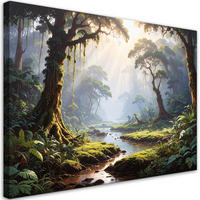 LEINWANDBILD, Tropischer Wald Dschungel Fluss Natur - Grün, Textil (120/80cm) - Feeby