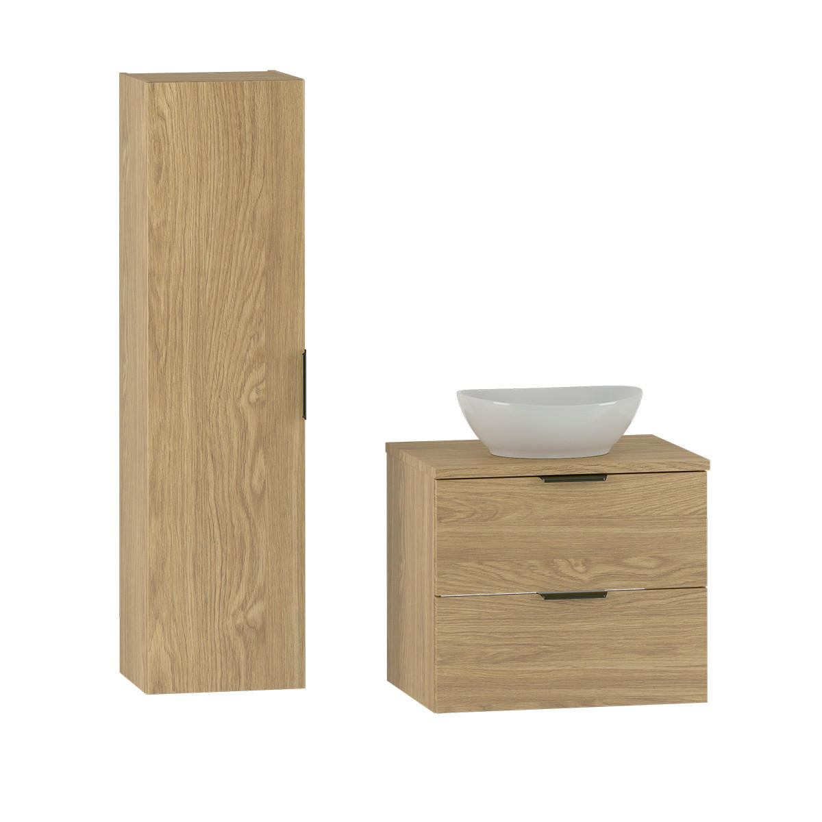 BADMÖBEL 60.6cm Astrid 2er-Set Holz - Braun, Holzwerkstoff (60.6/52.2/46.5cm) - Petits-meubles