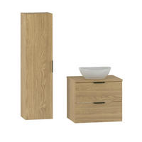 BADMÖBEL 60.6cm Astrid 2er-Set Holz - Braun, Holzwerkstoff (60.6/52.2/46.5cm) - Petits-meubles