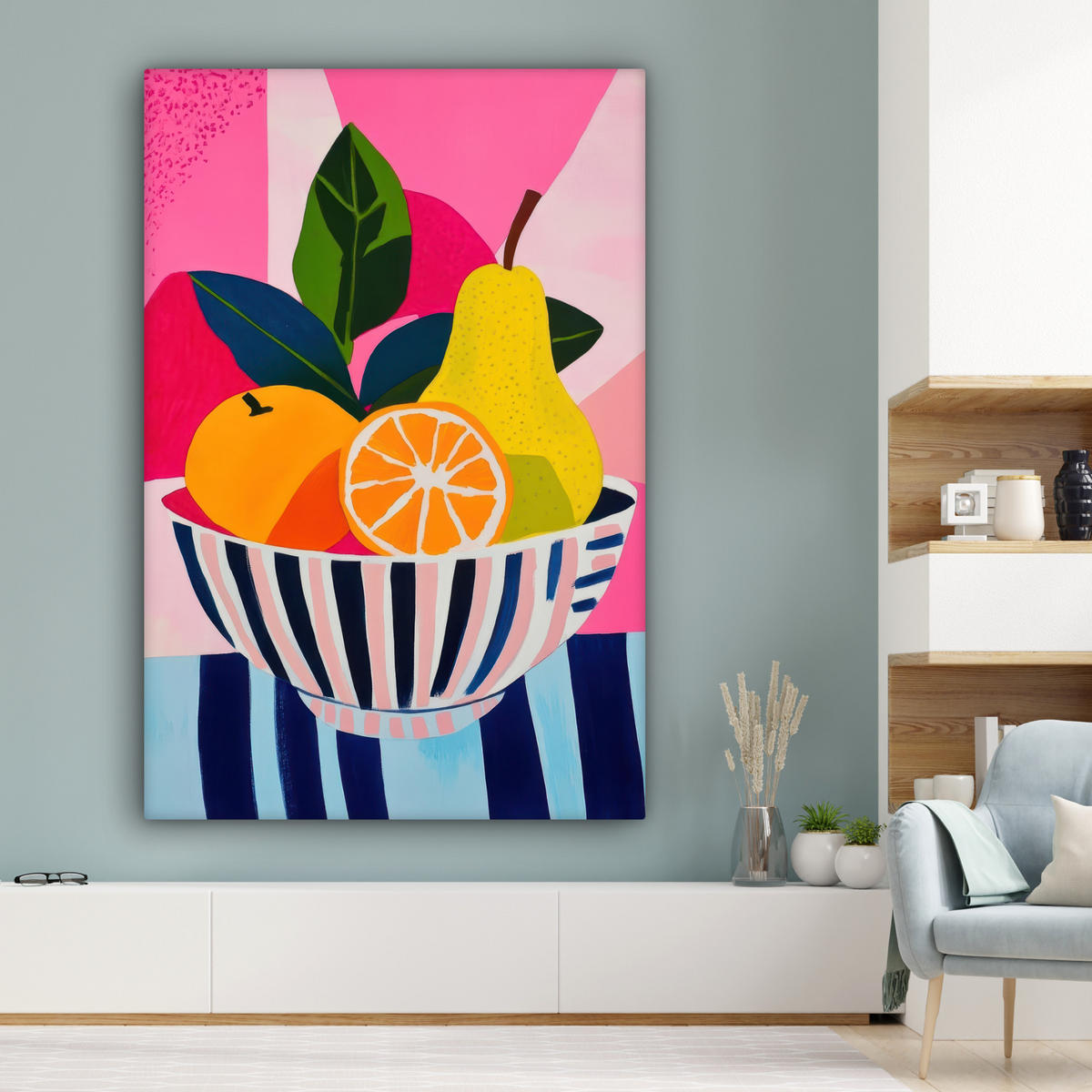 SLIKA NA PLATNU Apstraktno voće 90x140 cm - pink, tekstil (90/140cm) - MuchoWow