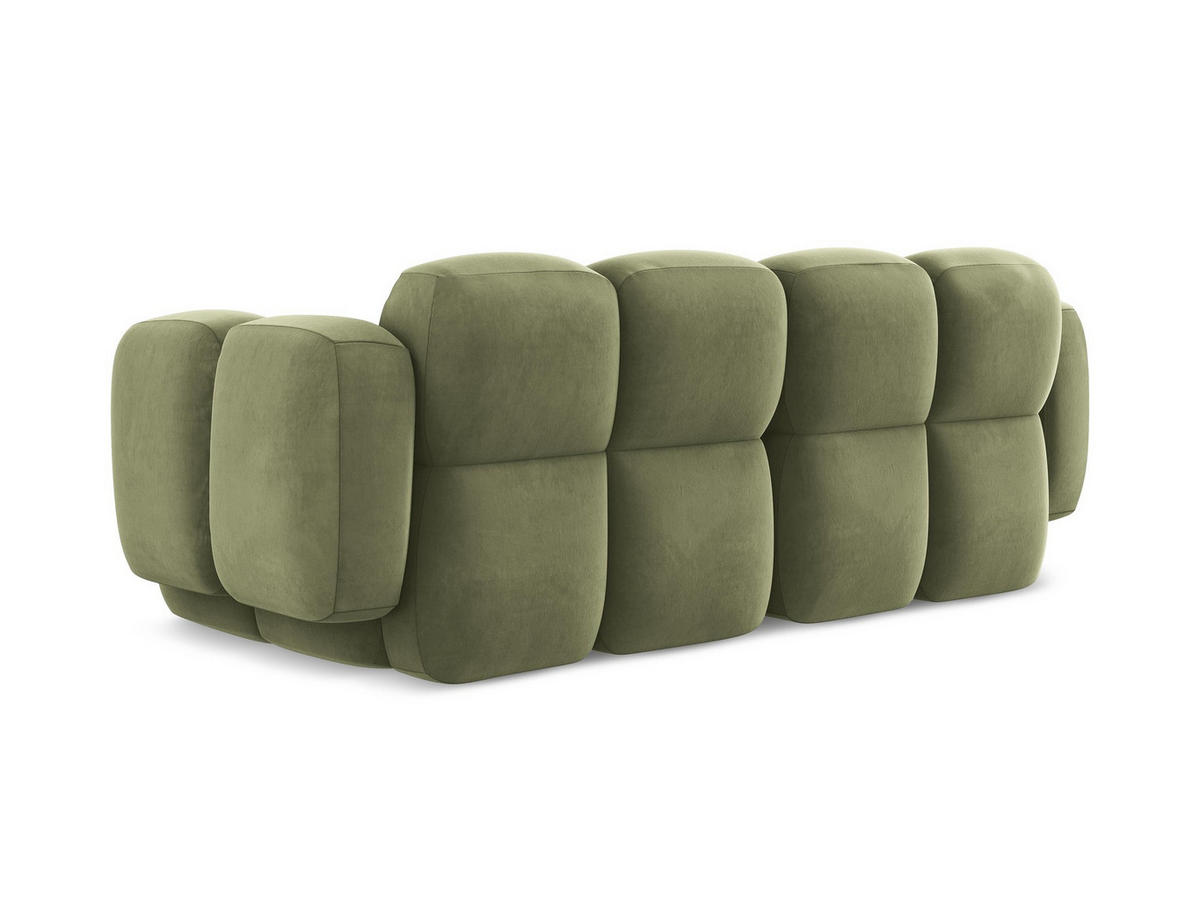 2-SITZER SOFA Samt Stoff Grün - Schwarz/Olivgrün, Holzwerkstoff/Kunststoff (210/72/115cm) - Makamii