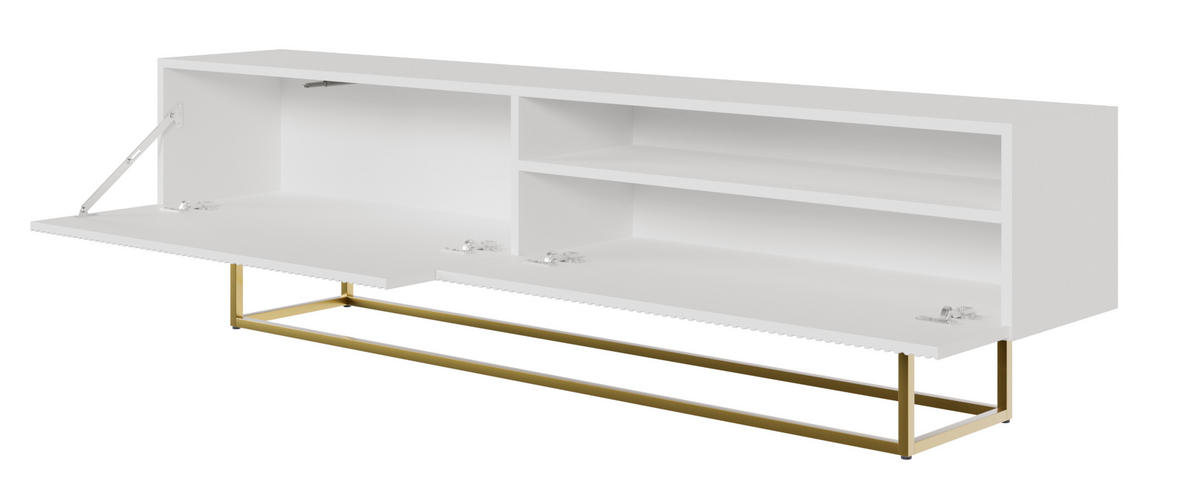 TV-SCHRANK Veldio Weiß mit offenem Fach und goldenen Metallbeinen 175 cm - Goldfarben/Weiß, Holzwerkstoff/Metall (175/46.5/31.6cm) - Selsey