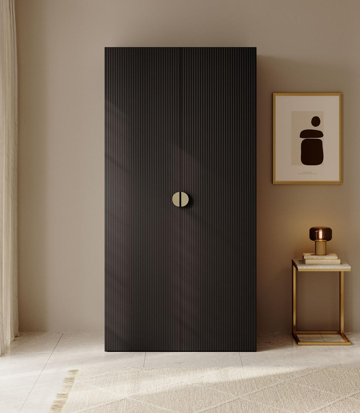KLEIDERSCHRANK Moonir Schwarz 100 cm - Goldfarben/Schwarz, Holzwerkstoff/Metall (100/200.5/57cm) - Selsey