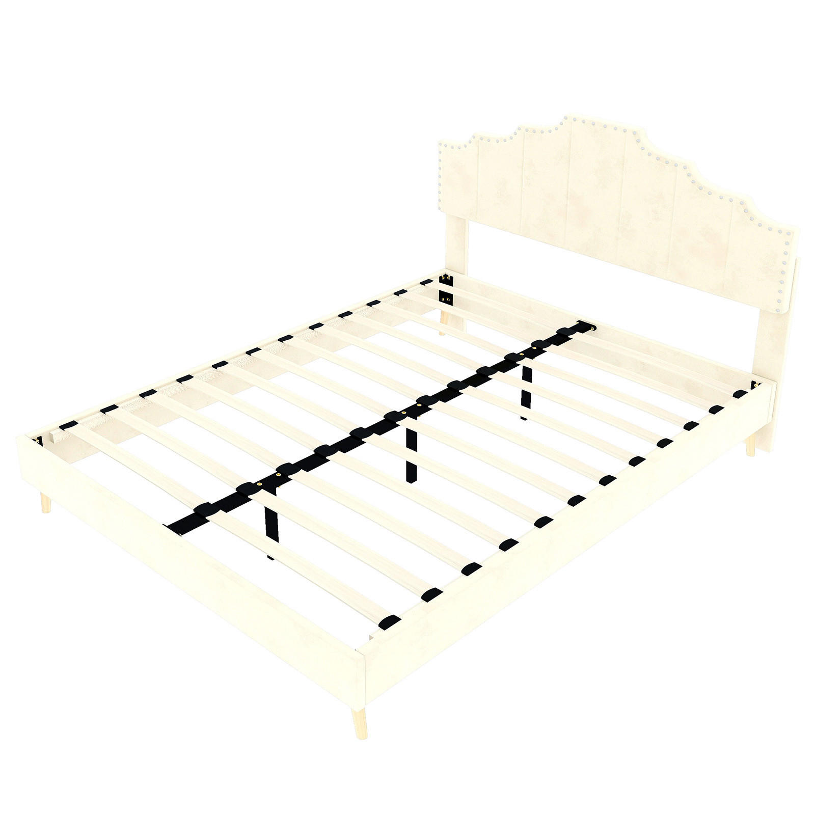 POLSTERBETT 140/200 cm DE-35412 mit weichem Kopfteil Beige - Beige, Metall (140/200cm) - ComfortXL