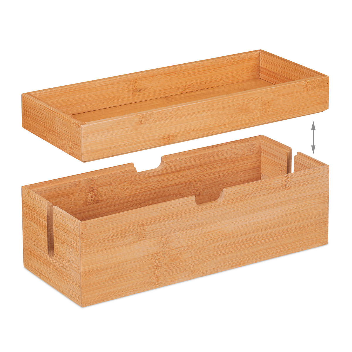 KABELBOX - Hellbraun, Holz (14/34/14cm) - Relaxdays