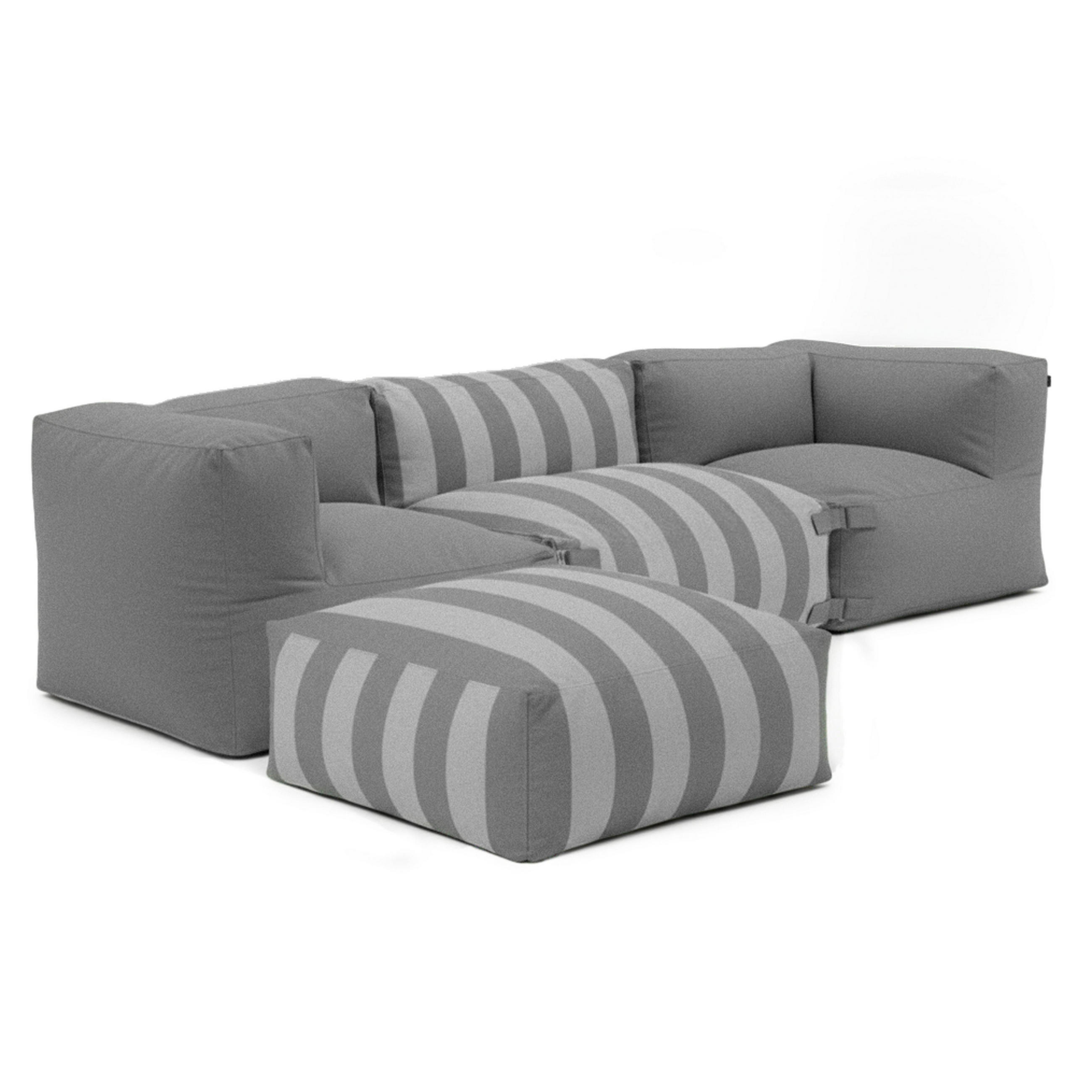 GARTENSOFA mit 4 Sitzplätzen, Grau - Grau, Textil (85/65/255cm) - Oviala
