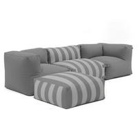 GARTENSOFA mit 4 Sitzplätzen, Grau - Grau, Textil (85/65/255cm) - Oviala