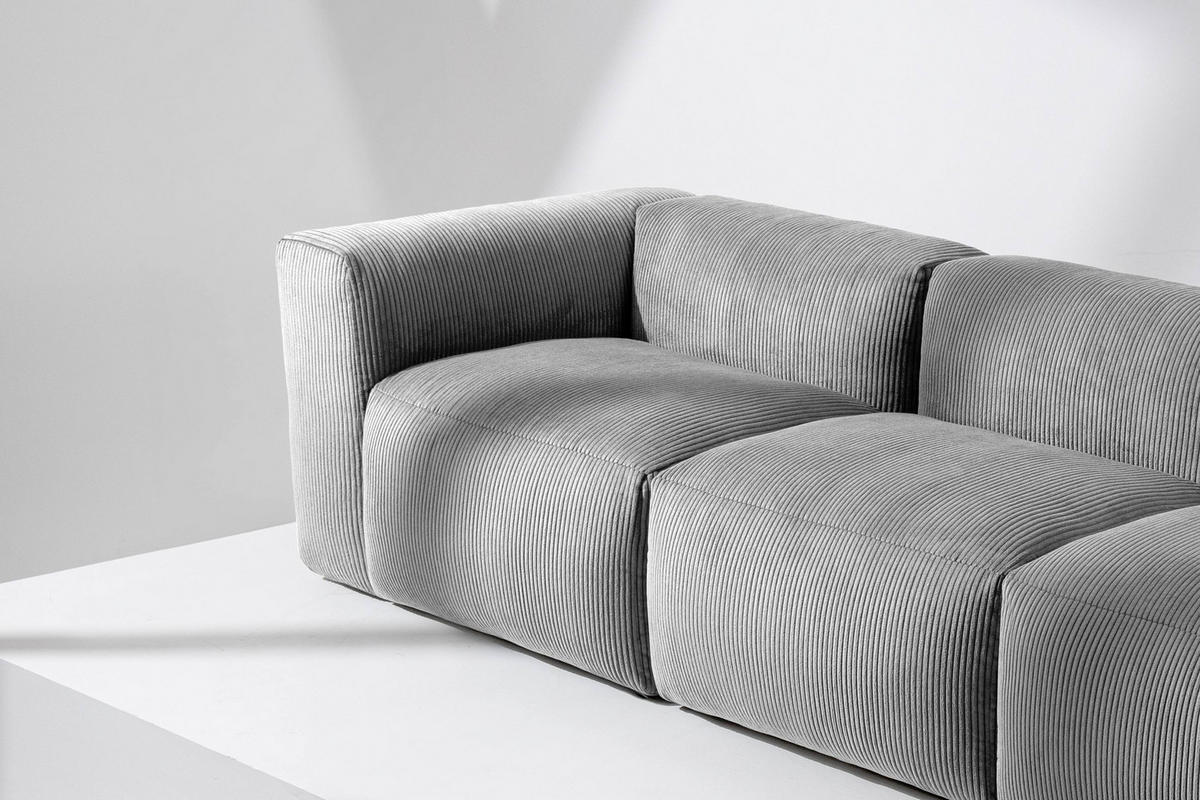 3-SITZER-MODULSOFA BUFFO mit extrem weicher und bequemer Sitzfläche, Kordstoff, hellgrau - Hellgrau, Textil (290/73/96cm) - KONSIMO®