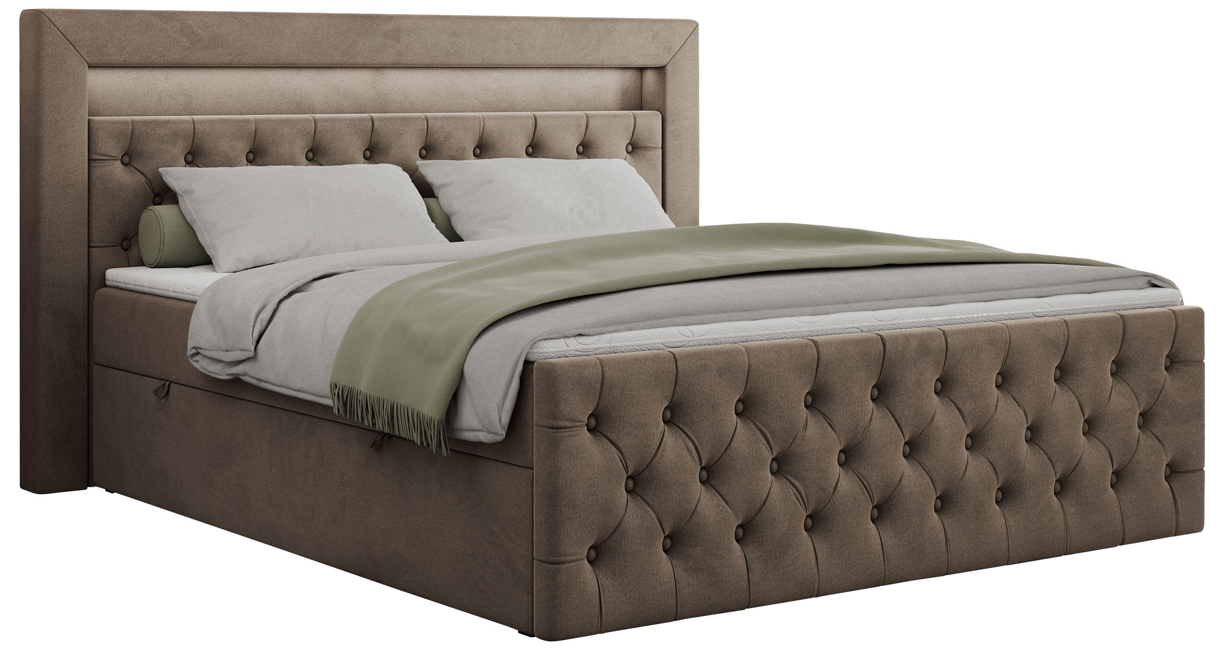 BOXBETT GOLD-9 LED 200/200 Braun Velvet - H4 - Braun, Holz/Textil (200/200cm) - MKS
