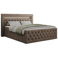 BOXBETT GOLD-9 LED 160/200 Braun Velvet - H3 - Braun, Holz/Textil (160/200cm) - MKS