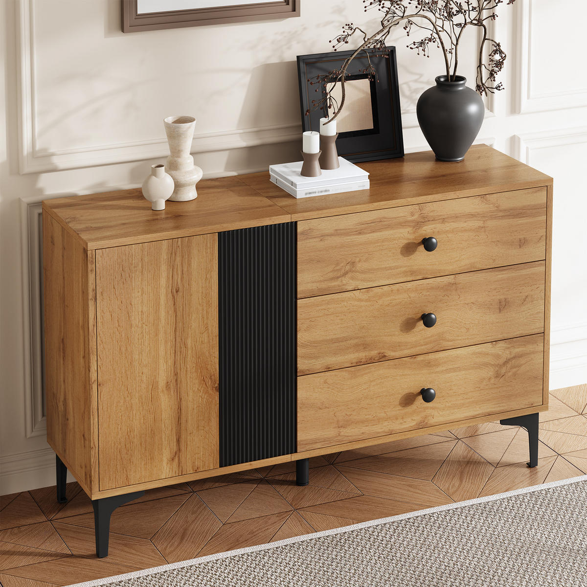 SIDEBOARD 120x35x76 cm Stauraum modern - Naturfarben, Holzwerkstoff (120/76/35cm) - LEBENLANG