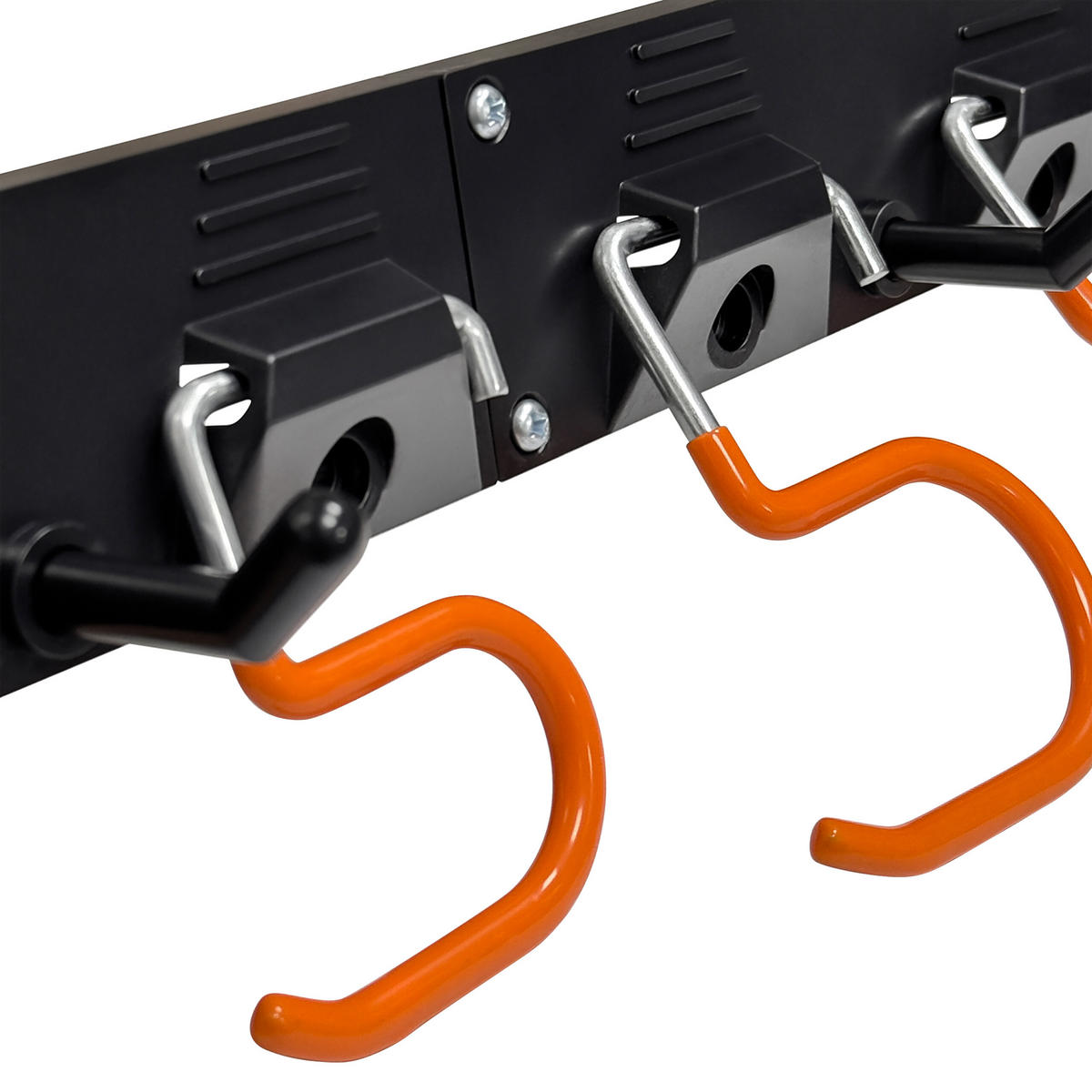 GARTENGERÄTEHALTER Schwarz Orange 20 Haken Wand 43 cm - Schwarz, Kunststoff/Metall (43/5/2cm) - Relaxdays