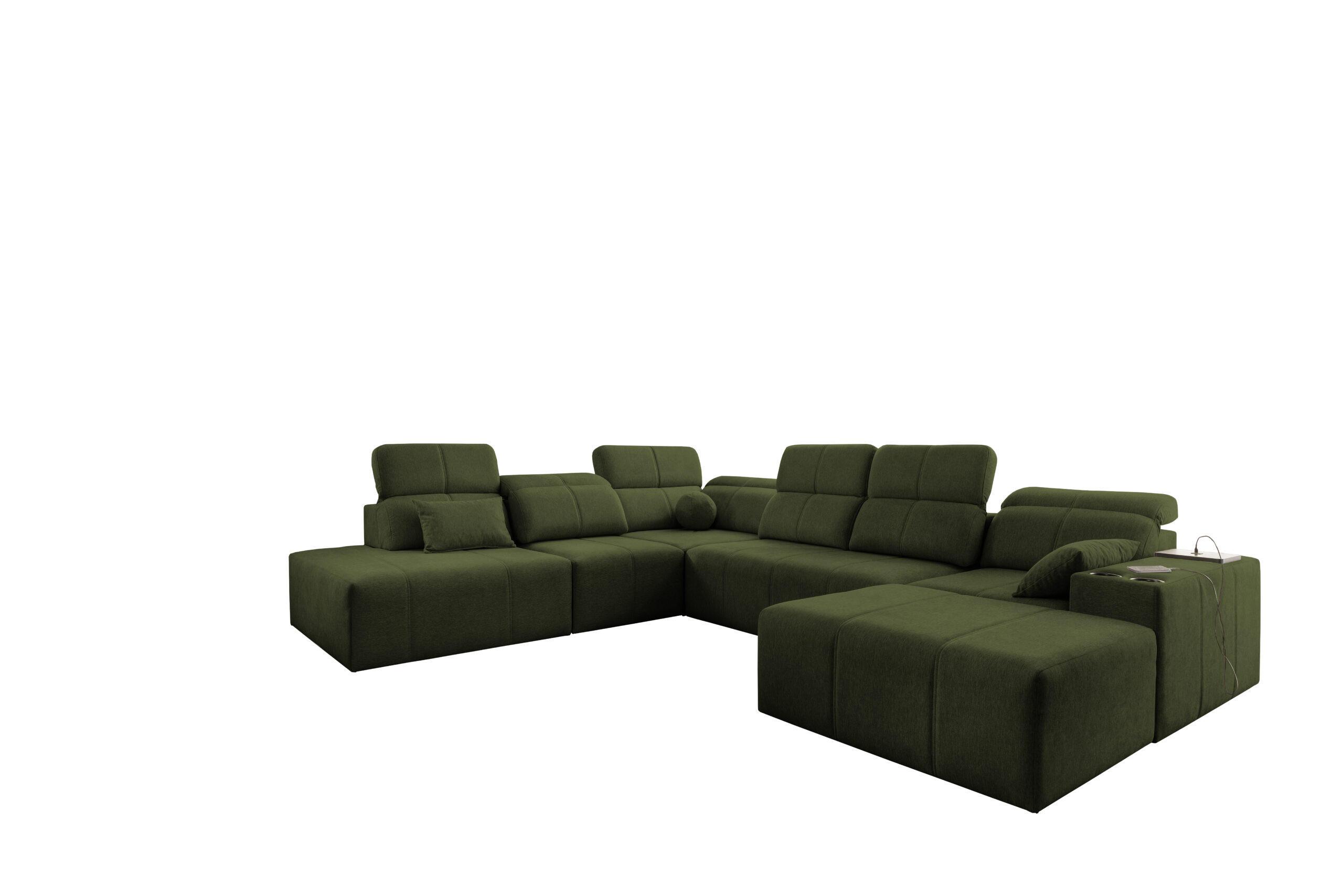 ECKSOFA Multifunktional Mindy X Stoff Verita Dunkelgrün Rechts - Dunkelgrün, Holz/Textil (359/300cm) - Kaiser Möbel