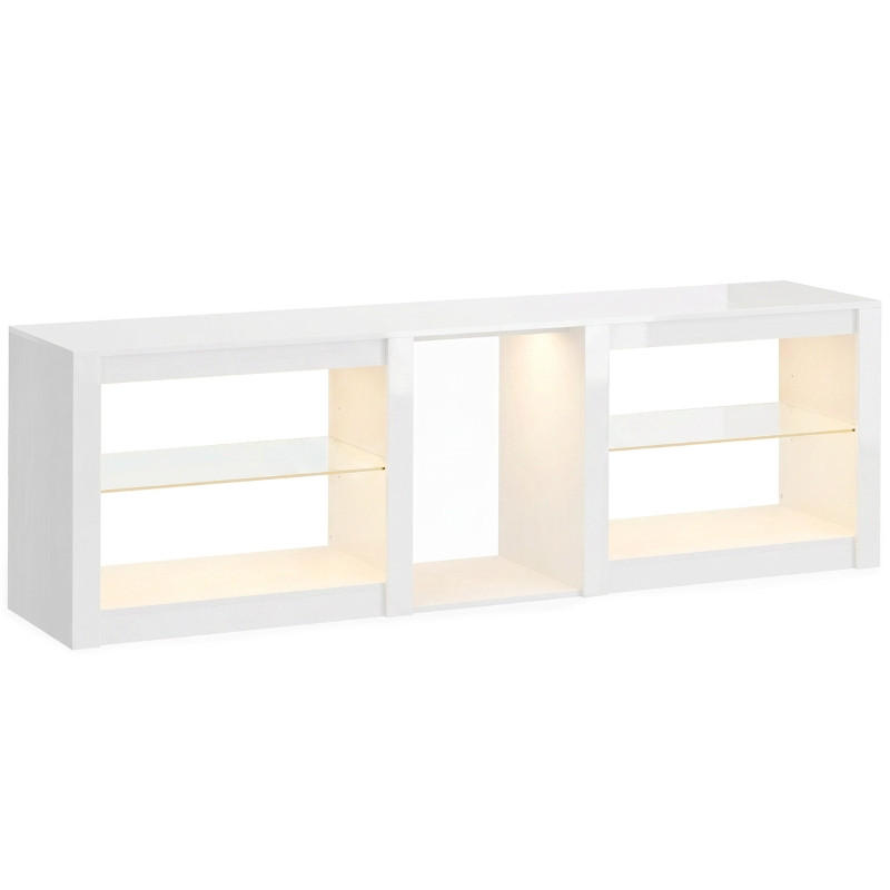 LOWBOARD DE-40503 Verstellbare Glasböden mit RGB-LED Weiß - Weiß, Holzwerkstoff (160/52/35cm) - ComfortXL