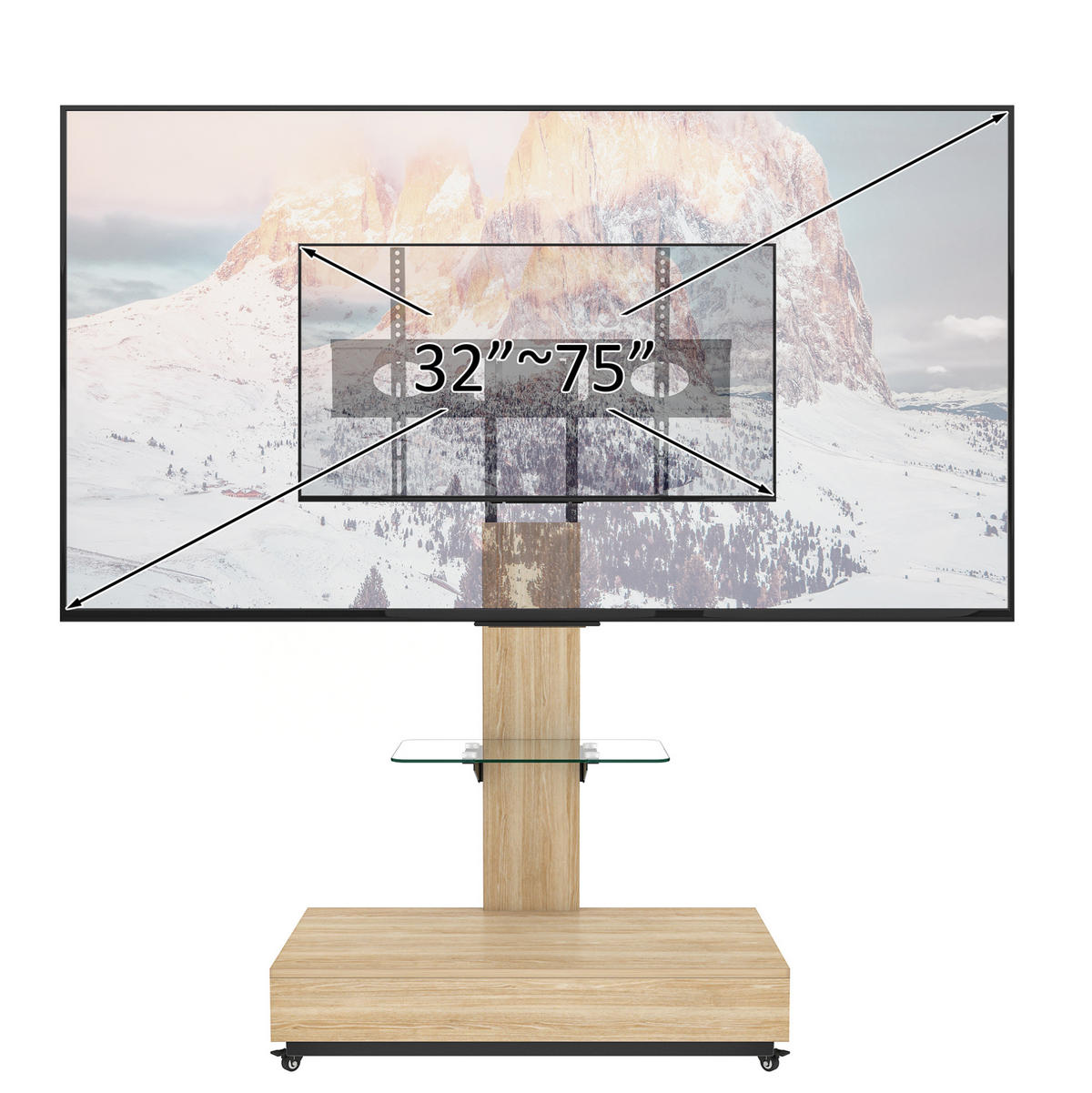 LOWBOARD 80/40 cm in Natur aus MDF und Metall mit Rollen und Schublade - Hellbraun, Holzwerkstoff (40/174.3/80cm) - OKMYHOME