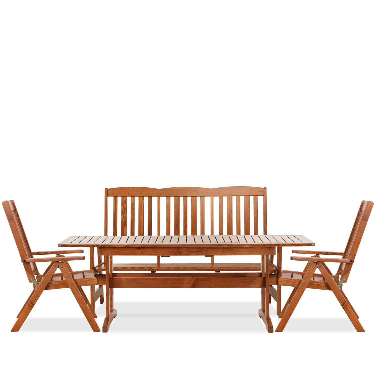 GARTENMÖBELSET ALCES für 5 Personen aus massivem Kiefernholz, braun - Braun, Holz - KONSIMO®