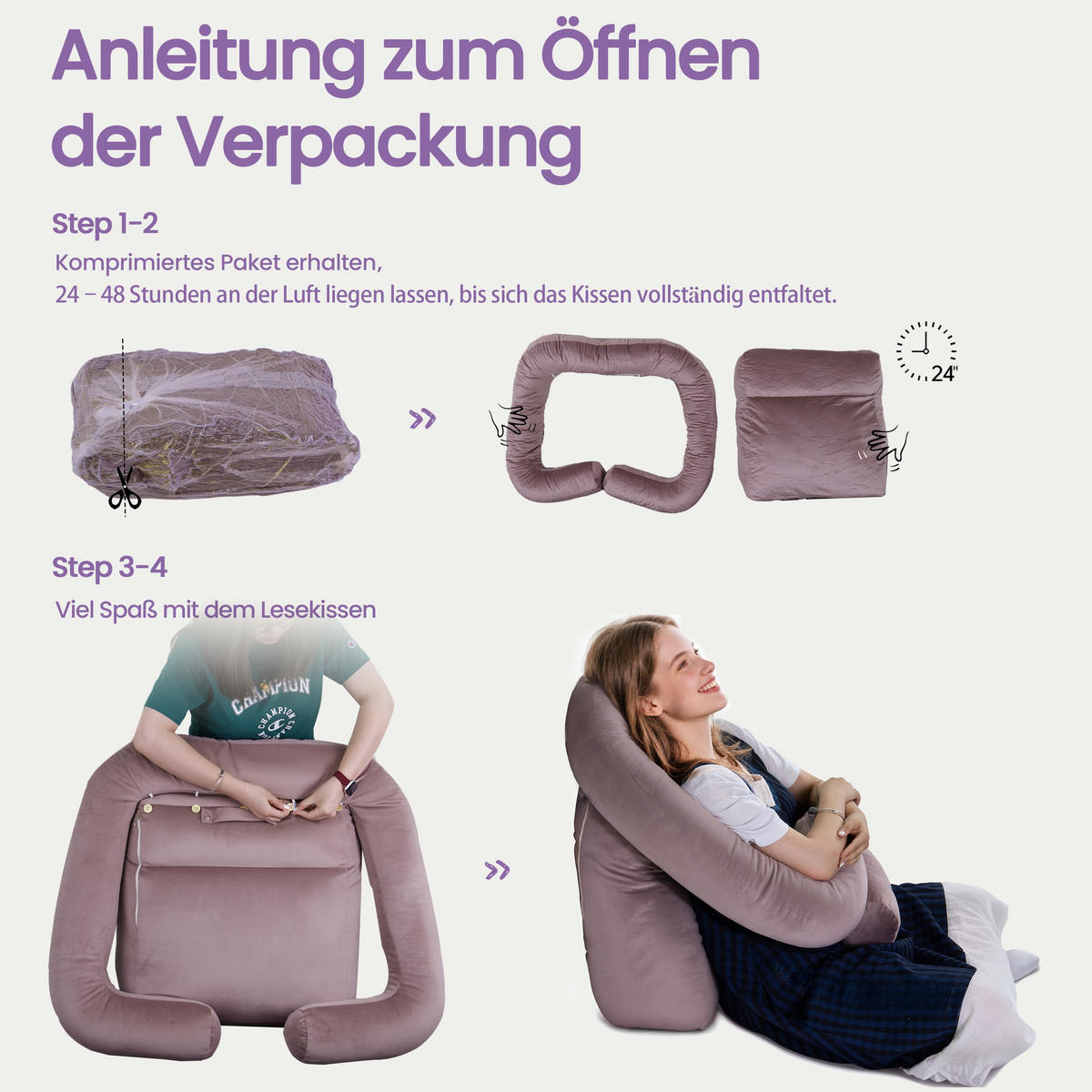 STÜTZKISSEN Lila - Lila, Textil (70/36cm) - Vercart