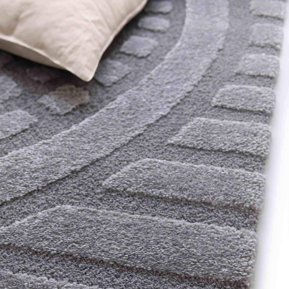 TEPPICH, Grau - Grau, Textil (160/230cm) - Oviala