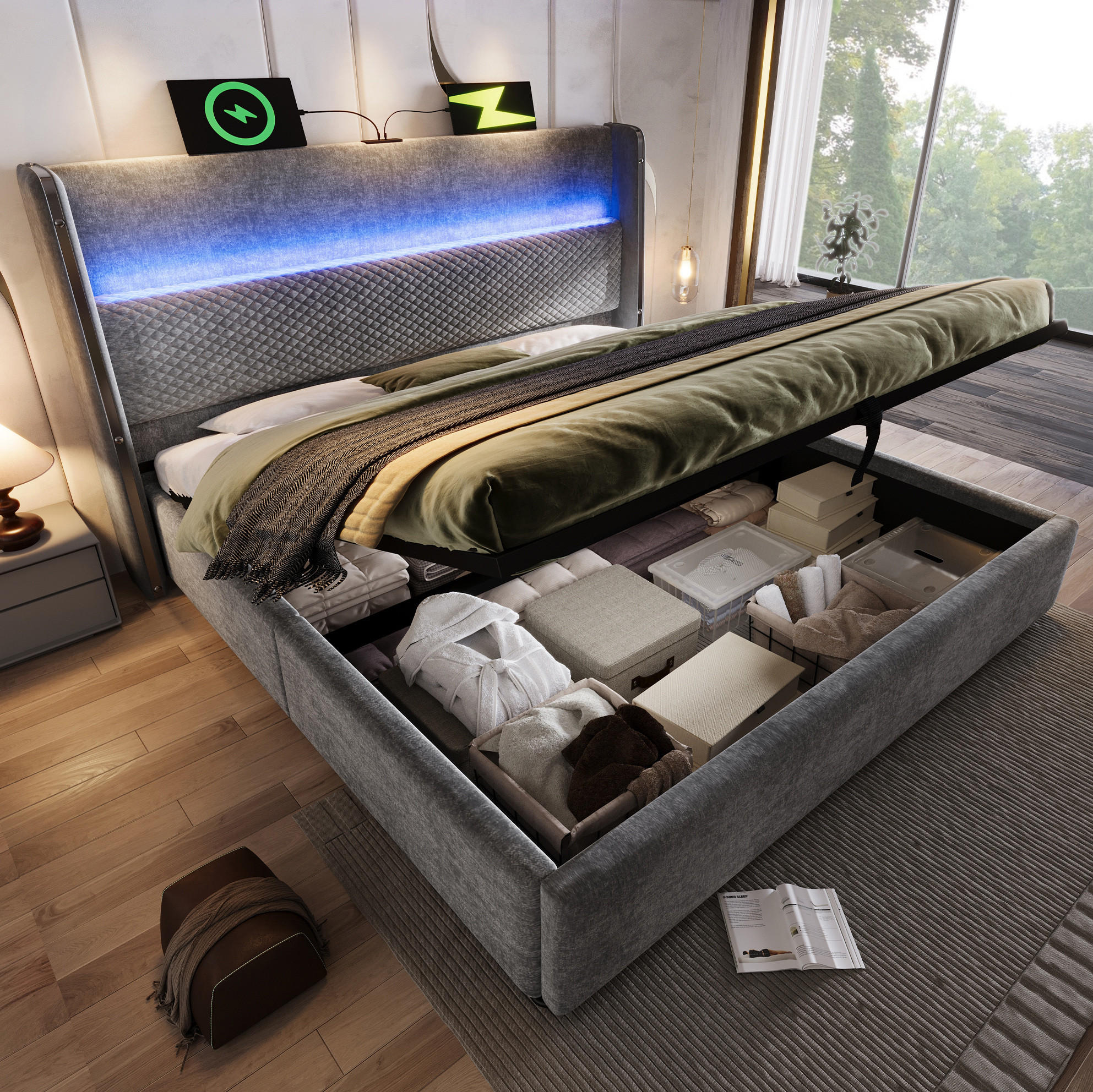Beauniv Bett Grau 140x200 cm