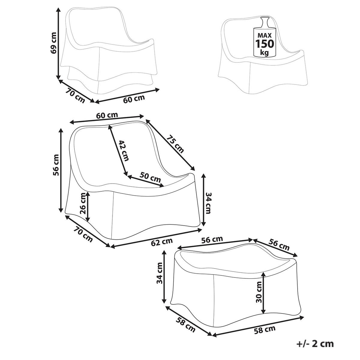 GARTENSESSEL Naturfarben Aigani - Beige/Naturfarben, Naturmaterialien (62/56/70cm) - Beliani