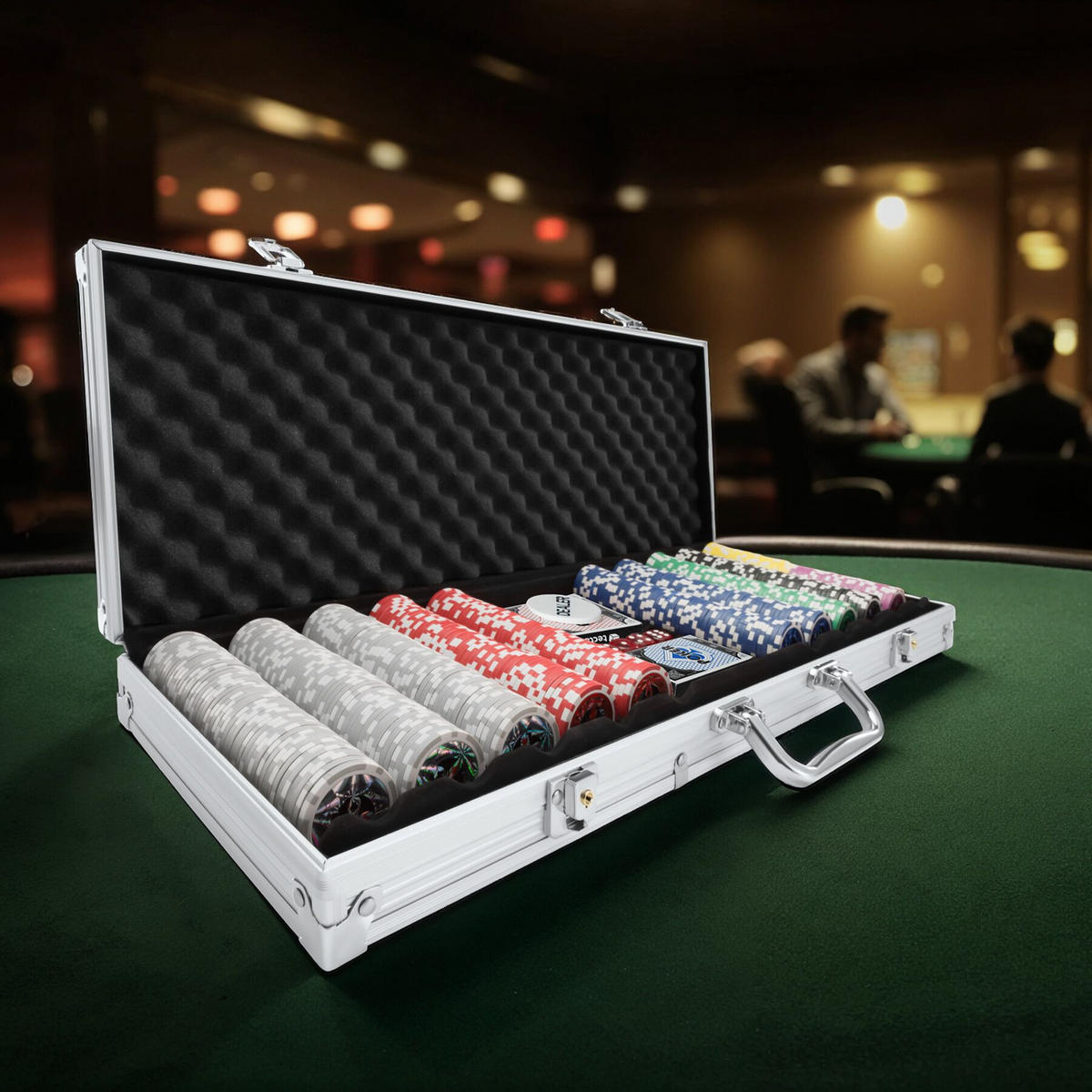 POKERSET ,inklusive verschließbarer Aluminiumkoffer,silber - Silberfarben, Kunststoff (21/56cm) - tectake