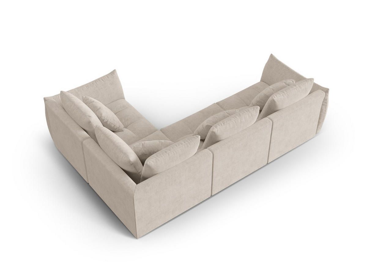 ECKSOFA modular rechts Bloom aus strukturiertem Stoff dunkelbeige 3 Sitzplätze - Mokka, Textil (216/316cm) - Micadoni
