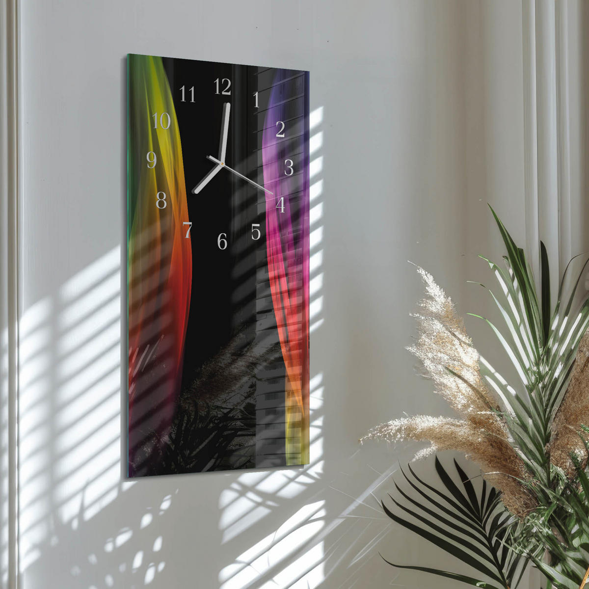 WANDUHR 30x60 cm - Abstrakte Kunst - Multicolor, Glas (30/60/0.4cm) - TULUP