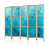 PARAVENT Japanischer 5-tlg 225x172 cm Fische Unter Wasser - Blau, Holz/Textil (225/172/3cm) - Muralo