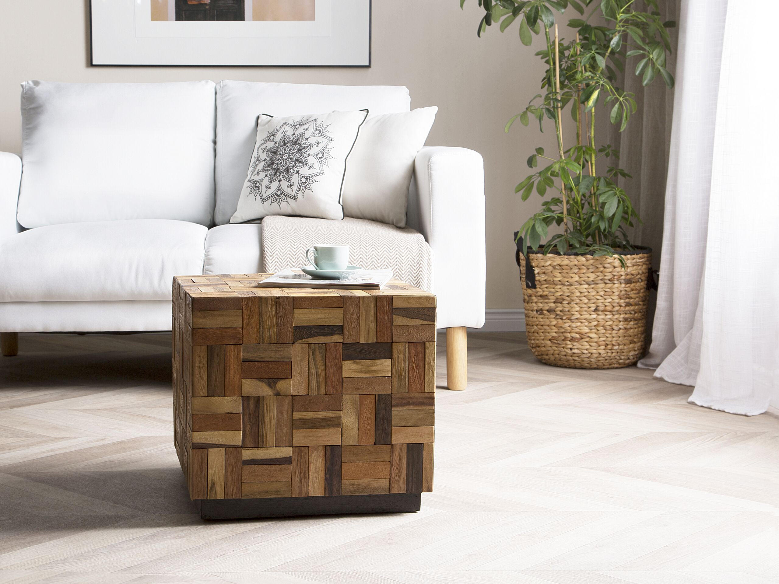 COUCHTISCH Teakholz braun quadratisch 45/45 cm Gameti - Dunkelbraun, Holz (45/45/40cm) - Beliani