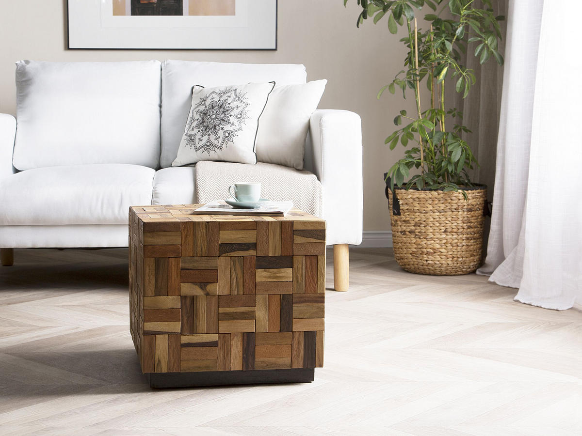 COUCHTISCH Teakholz braun quadratisch 45/45 cm Gameti - Dunkelbraun, Holz (45/45/40cm) - Beliani