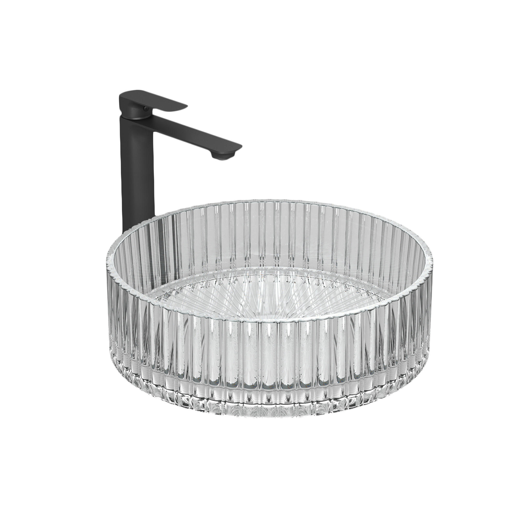 WASCHBECKEN Klarglasspüle Weiß Ø40 / 12 cm - Weiß, Glas (40/12/40cm) - EMKE