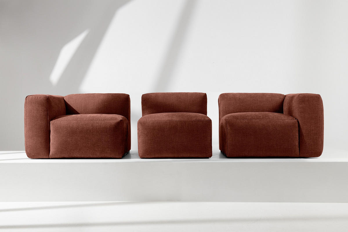 3-SITZER-MODULSOFA BUFFO mit extrem weicher und bequemer Sitzfläche, Gewebestoff, orange - Dunkelorange, Textil (290/73/96cm) - KONSIMO®