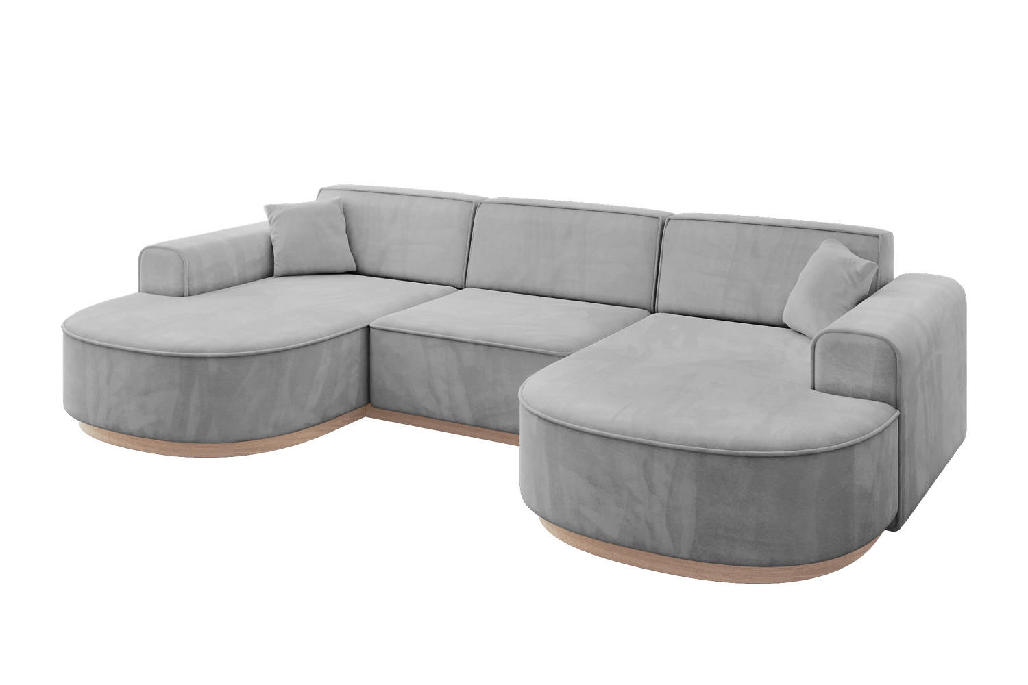 WOHNLANDSCHAFT MARI-U1-v1 - 303x171x83 cm Grau Velours - Grau, Holzwerkstoff/Textil (303/83/171cm) - ALTDECOR