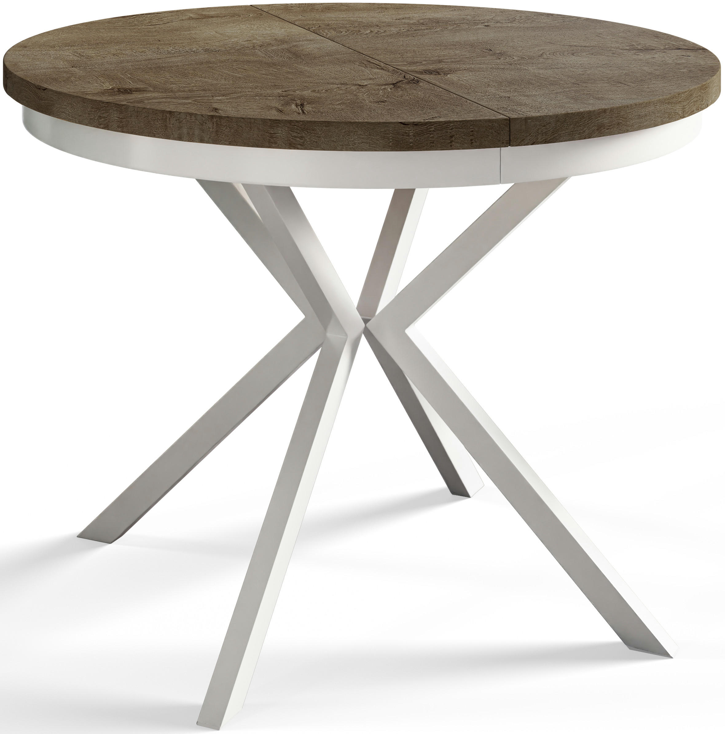 ESSZIMMERTISCH BERGO, ausziehbarer Tisch 100 cm/180 cm, Farbe: Grau, mit Metallbeinen in Farbe Weiß - Dunkelbraun/Weiß, Holzwerkstoff (100/100/76cm) - Alpi-Möbel