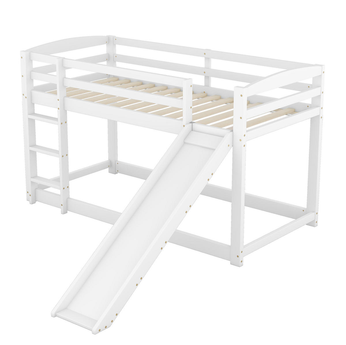 ETAGENBETT 90/200 cm aus Kiefern mit Rutsche und Leiter, platzsparend, Weiß - Weiß, Holzwerkstoff (90/200cm) - Redom
