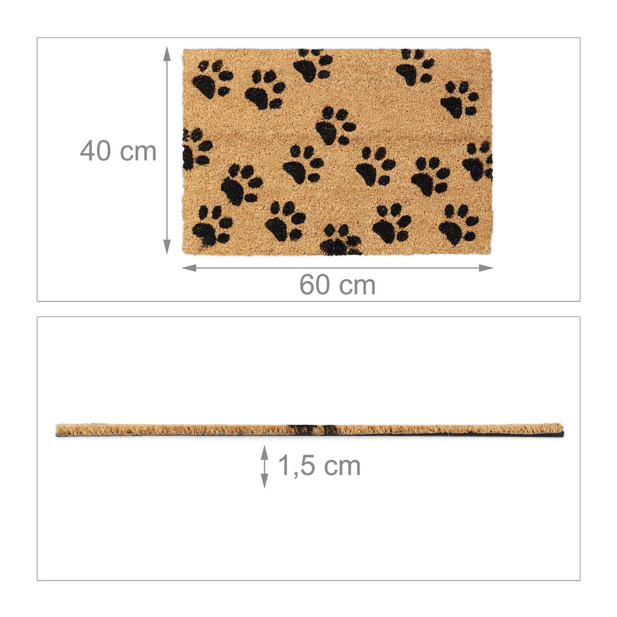 FUSSMATTE - Hellbraun, Kunststoff/Textil (60/40cm) - Relaxdays