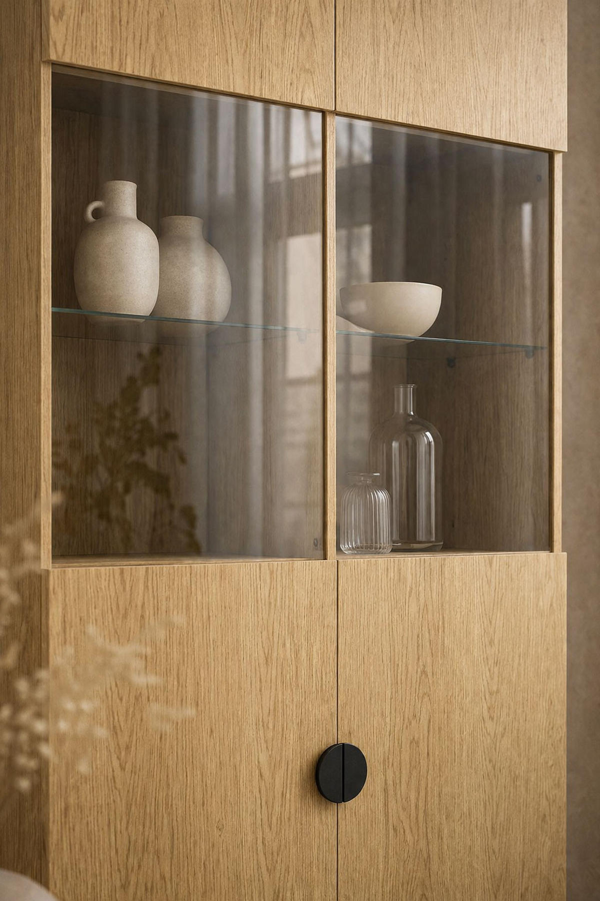 VITRINE Mond Eiche Baltic 106 / 40 / 187cm - Eichefarben/Anthrazit, Holz/Holzwerkstoff (106/187/40cm) - Feldmann-Wohnen