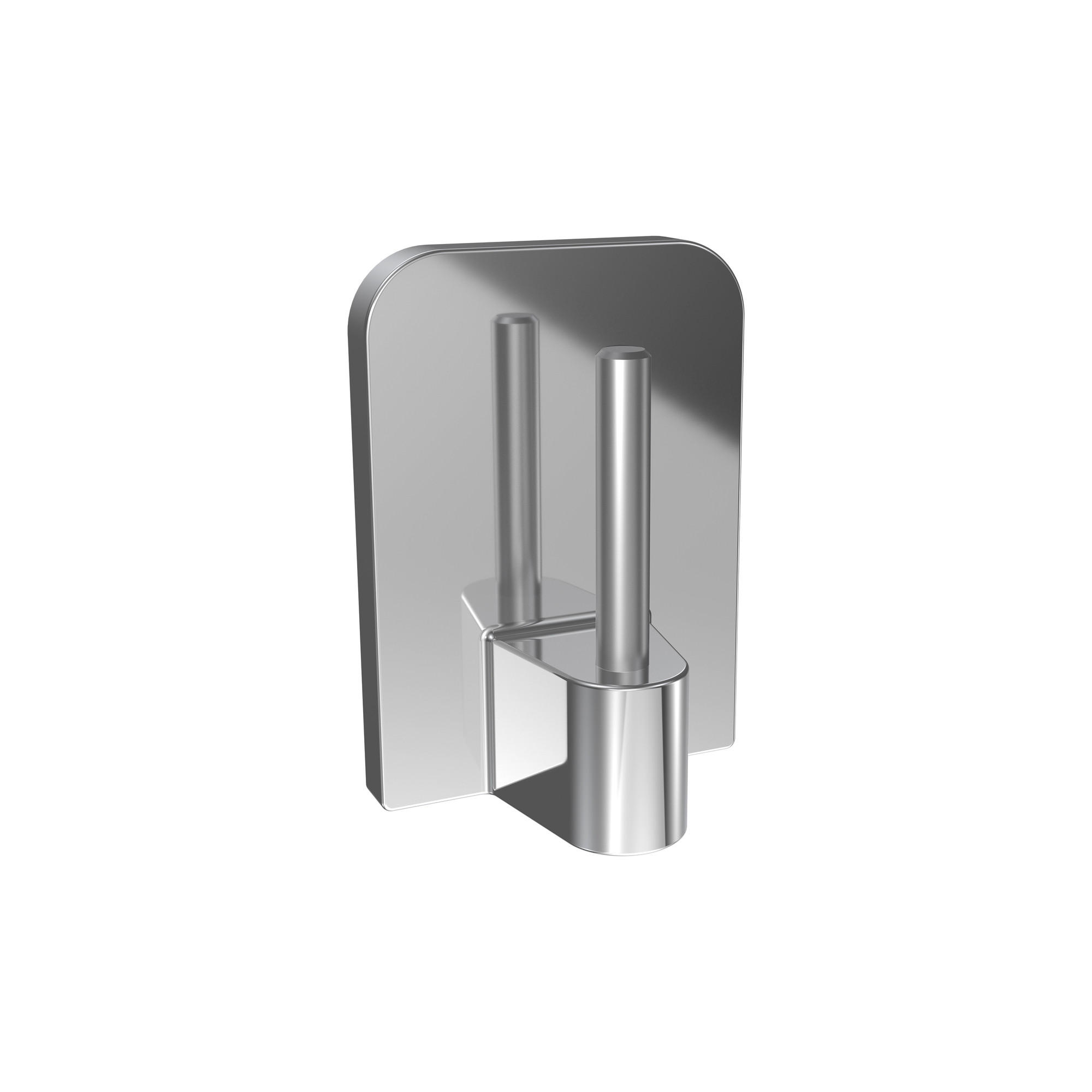 KLEBEHAKEN MIT METALLSTIFT für Vitragestangen, Chrom, Packung 4 Stück - Chromfarben, Kunststoff/Metall (1.7/2.4/1.2cm) - INTERDECO