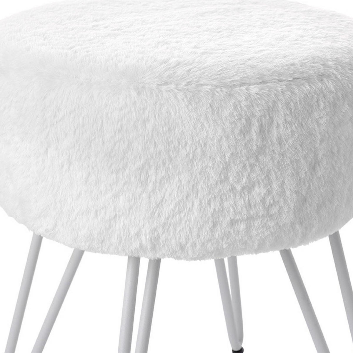 POLSTERHOCKER 35/35/42 cm Rund Eisenbeine Plüsch Weiß - Weiß, Textil/Metall (35/42/35cm) - Livingandhome