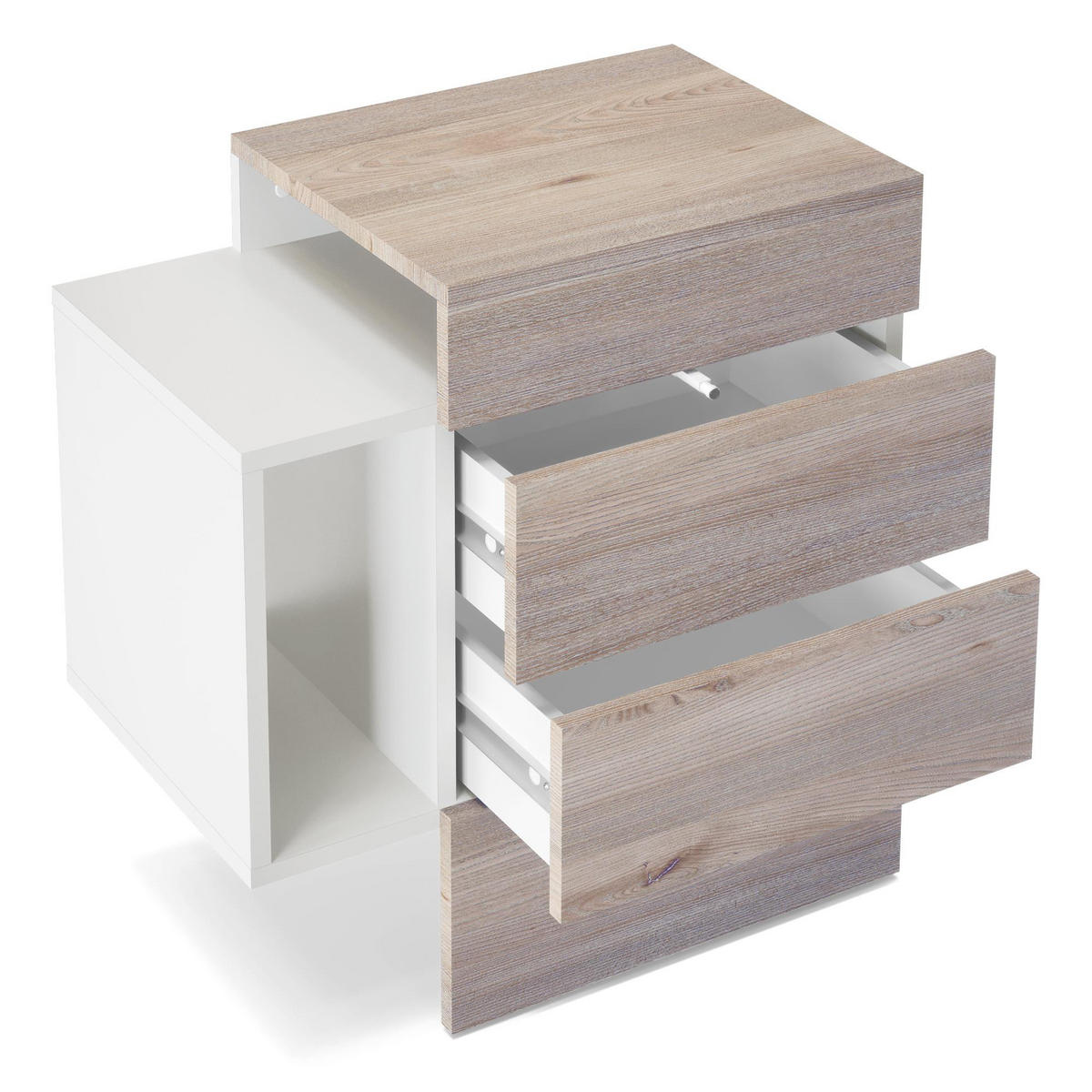 NACHTTISCH Queens Front in Eiche sägerau - Eiche San Remo, Holzwerkstoff (60/63/36cm) - Vladon