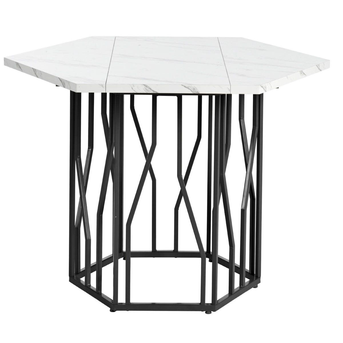 ESSTISCH, MDF in Marmoroptik mit Metallgestell, 115,5/100/75 cm, Schwarz/Weiß - Schwarz, Holzwerkstoff (115.5/100/75cm) - Redom